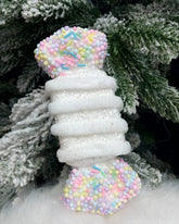 Bomboană decorativă alb pastel Crăciun – 15cm set 10 bucăți